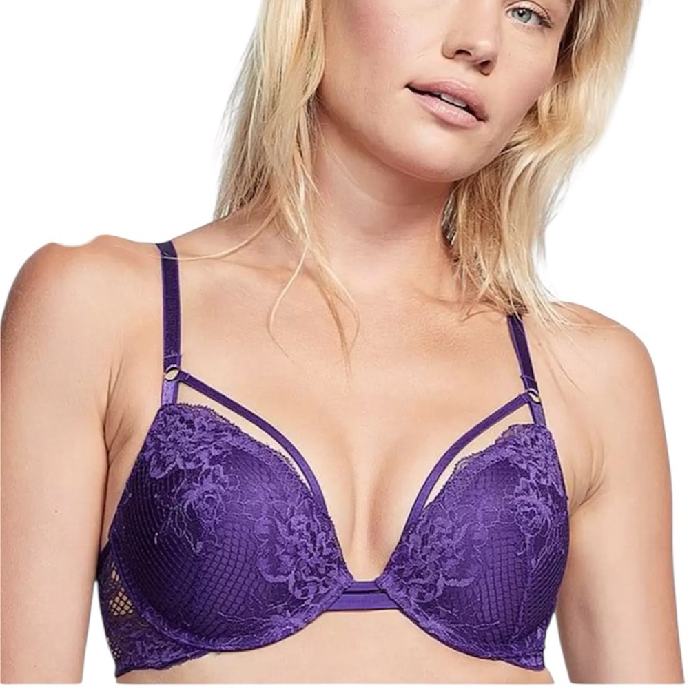 NWT Victoria’s Secret Brilliant Purple Very Sexy Bombshell Push Up Bra Size 34D
